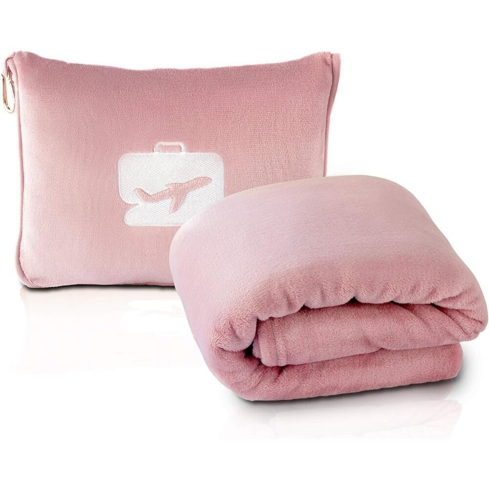 Travel Blanket and Pillow - Ultra-Soft, Compact & Lightweight, 65x40 Inches